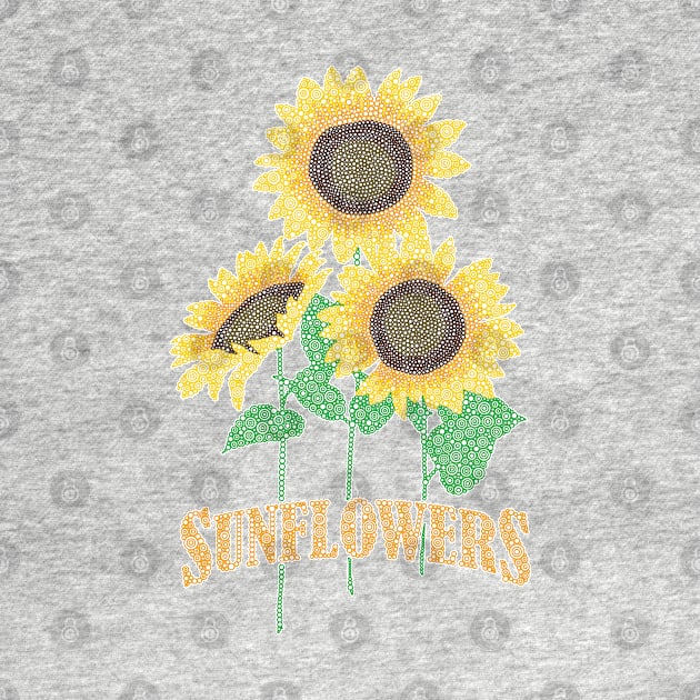 Repeated Sunflowers Floral Design Created With Circles by pbdotman